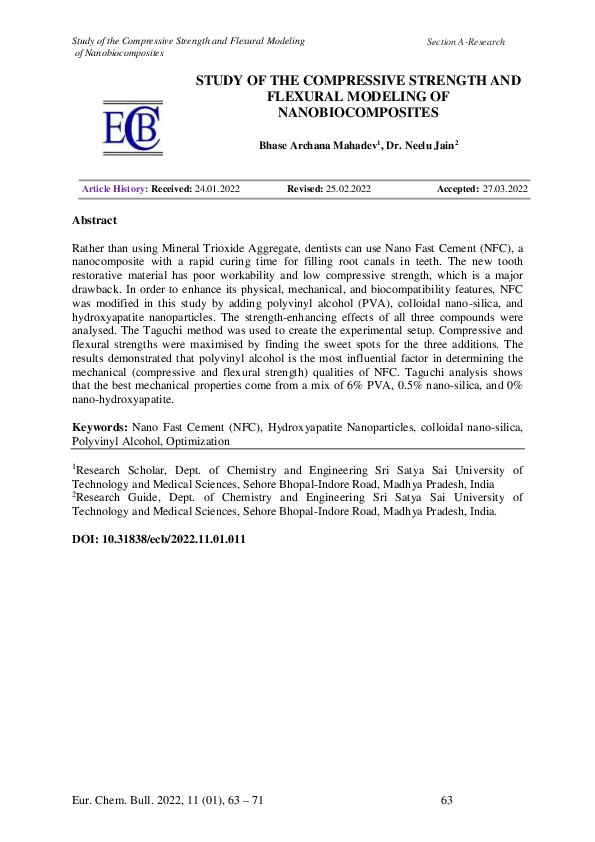 (PDF) STUDY OF THE COMPRESSIVE STRENGTH AND FLEXURAL MODELING OF ...