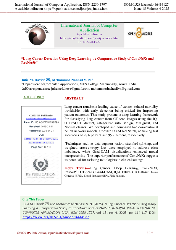 (PDF) "Lung Cancer Detection Using Deep Learning: A Comparative Study ...