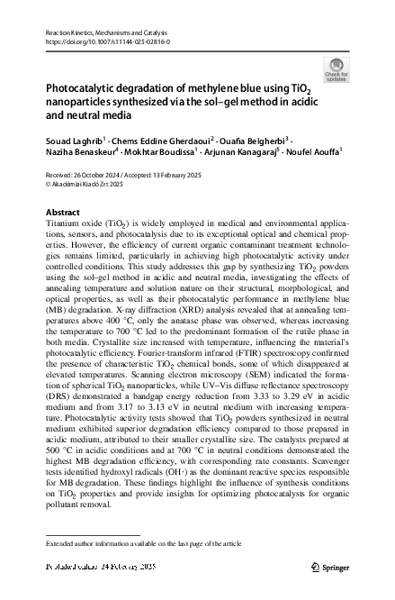 (PDF) Photocatalytic degradation of methylene blue using TiO 2 ...
