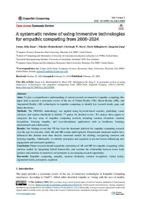 (PDF) A systematic review of using immersive technologies for empathic ...