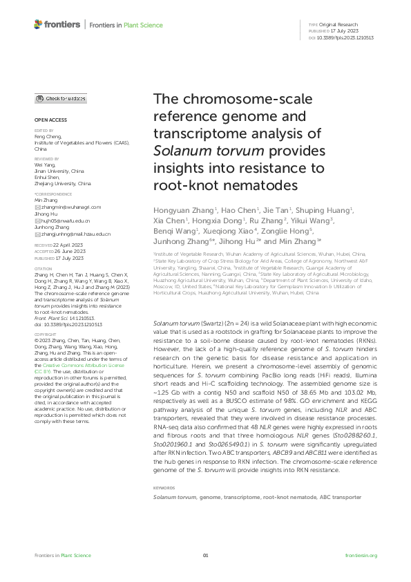 (PDF) The chromosome-scale reference genome and transcriptome analysis ...