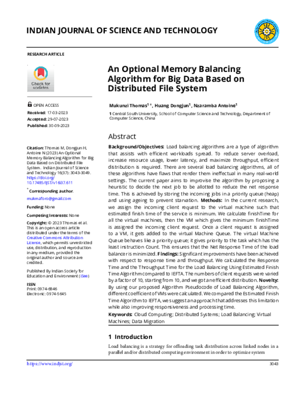 (PDF) An Optional Memory Balancing Algorithm for Big Data Based on ...