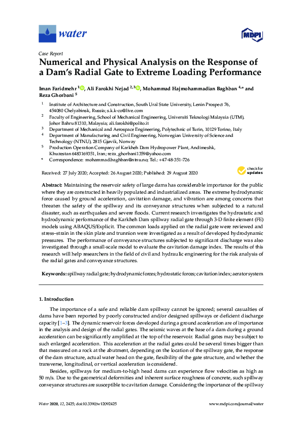 (PDF) Numerical and Physical Analysis on the Response of a Dam’s Radial ...