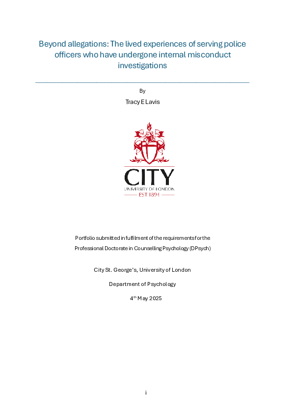 (PDF) Beyond allegations: The lived experiences of serving police ...