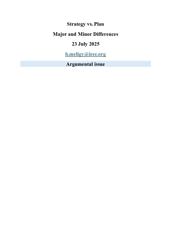 (PDF) Strategy vs. Plan Major and Minor Differences