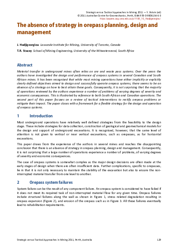 (PDF) The absence of strategy in orepass planning, design and management