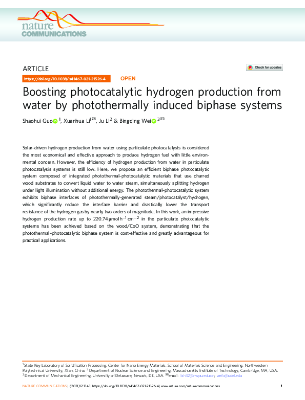 (PDF) Boosting photocatalytic hydrogen production from water by ...
