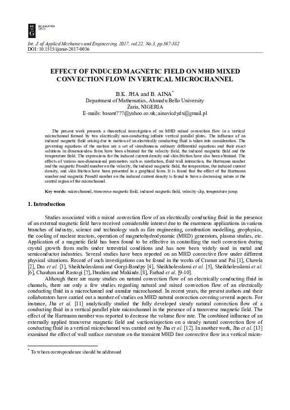 (PDF) Effect of Induced Magnetic Field on MHD Mixed Convection Flow in ...