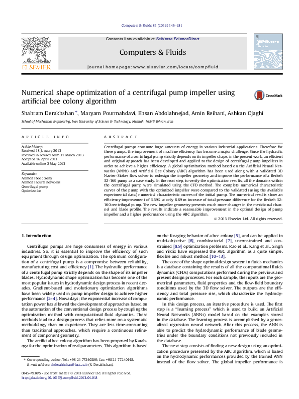 (PDF) Numerical shape optimization of a centrifugal pump impeller using ...
