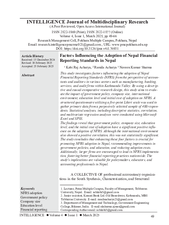 (PDF) Factors Influencing the Adoption of Nepal Financial Reporting ...