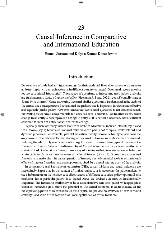 (PDF) Causal Inference in Comparative and International Education