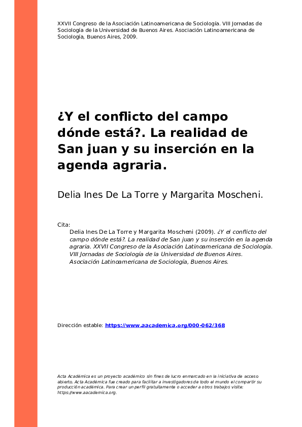 (PDF) ¿Y el conflicto del campo dónde está?. La realidad de San juan y ...