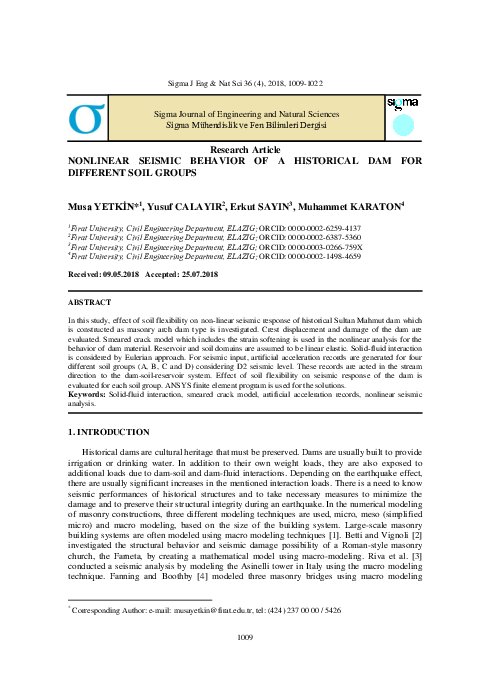 (PDF) Nonlinear seismic behavior of a historical dam for different soil ...