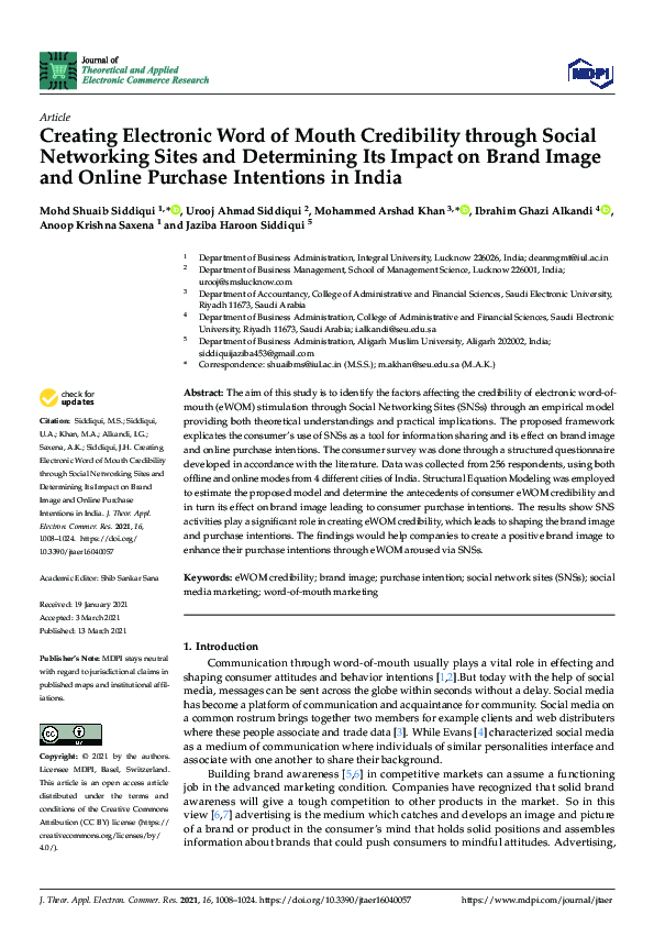 (PDF) Creating Electronic Word of Mouth Credibility through Social ...