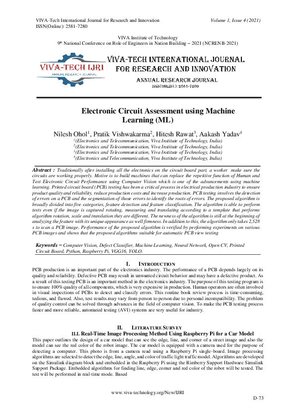 (PDF) Electronic Circuit Assessment using Machine Learning (ML)