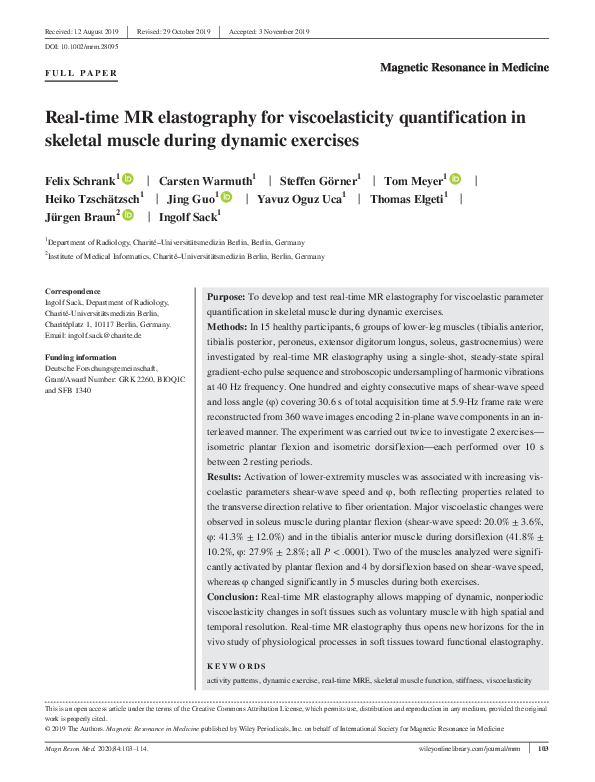 (PDF) Real‐time MR elastography for viscoelasticity quantification in ...
