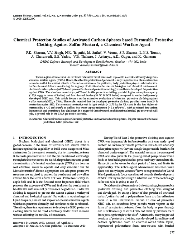 (PDF) Chemical Protection Studies of Activated Carbon Spheres based ...
