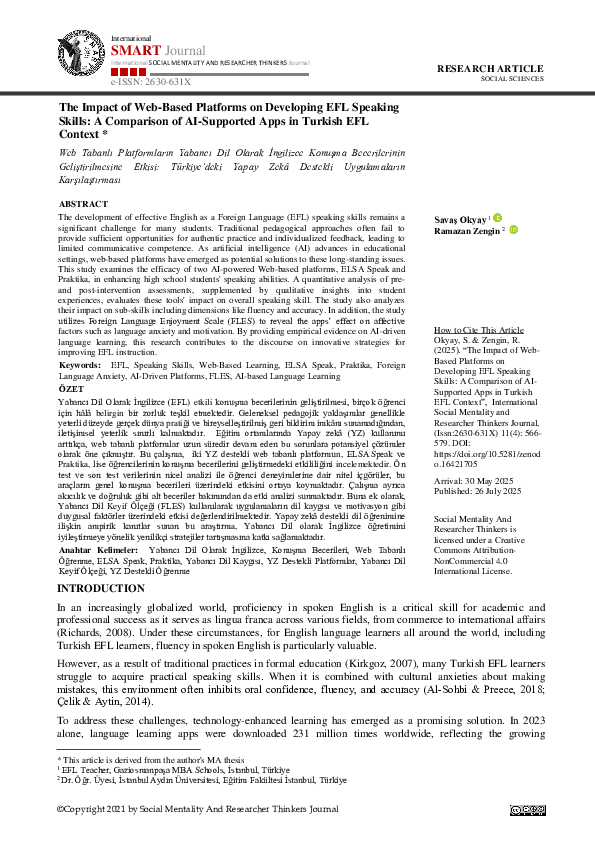 (PDF) The Impact of Web-Based Platforms on Developing EFL Speaking ...