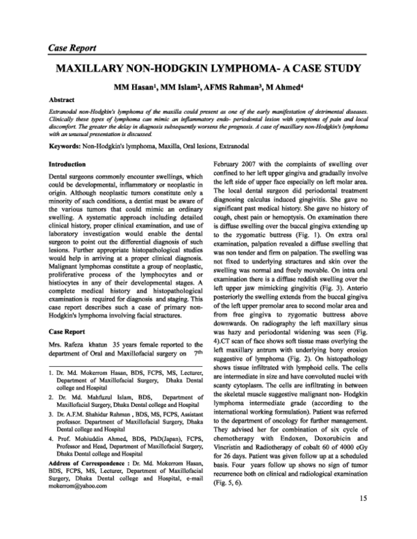 (PDF) Maxillary Non-Hodgkin Lymphoma - A Case Study