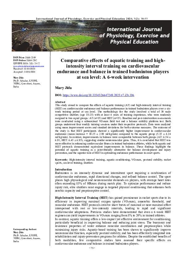 (PDF) Comparative effects of aquatic training and highintensity ...