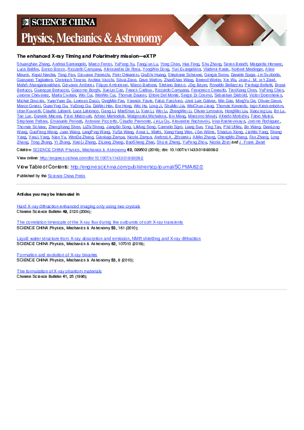 (PDF) The enhanced X-ray Timing and Polarimetry mission—eXTP