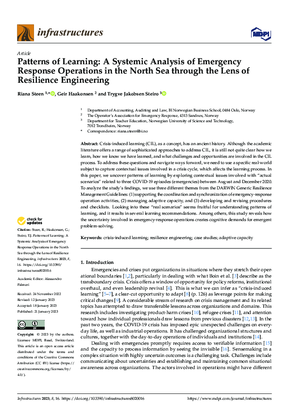 (PDF) Patterns of Learning: A Systemic Analysis of Emergency Response ...