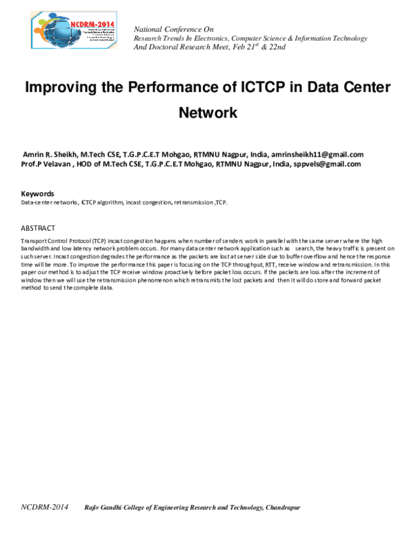 (PDF) Improving the Performance of ICTCP in Data Center Network