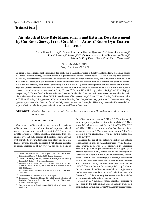 (PDF) Air Absorbed Dose Rate Measurements and External Dose Assessment ...