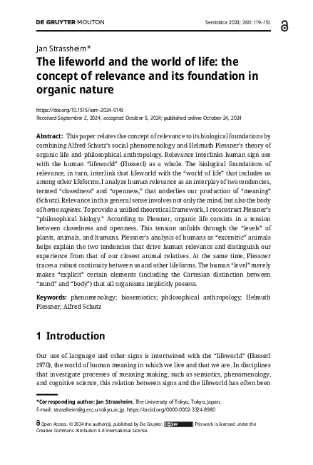 (PDF) The lifeworld and the world of life: the concept of relevance and ...