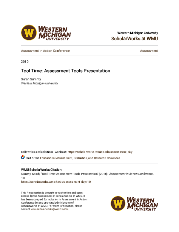 (PDF) Tool Time: Assessment Tools Presentation
