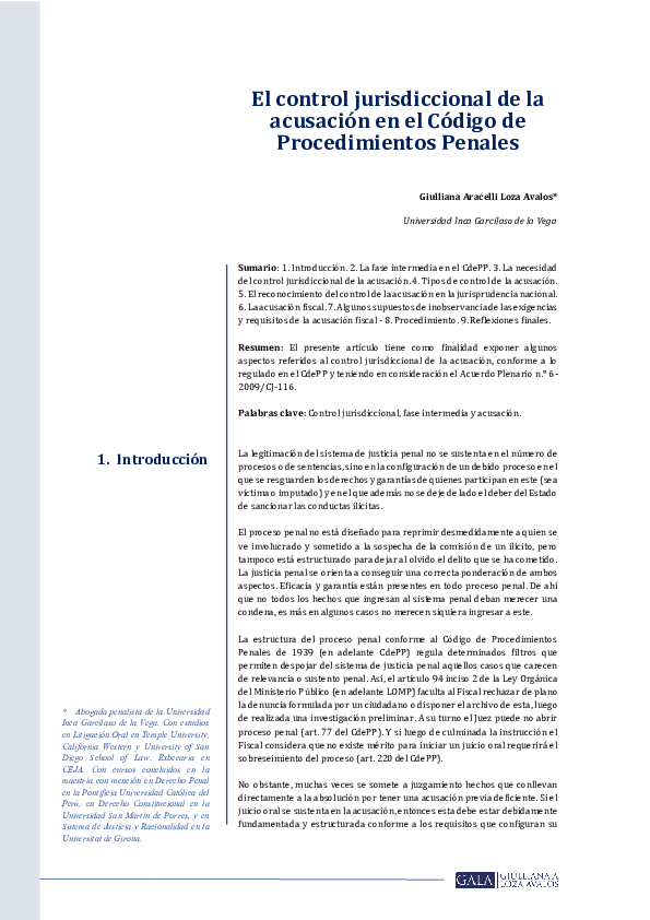 (PDF) El control jurisdiccional de la acusación en el Código de ...