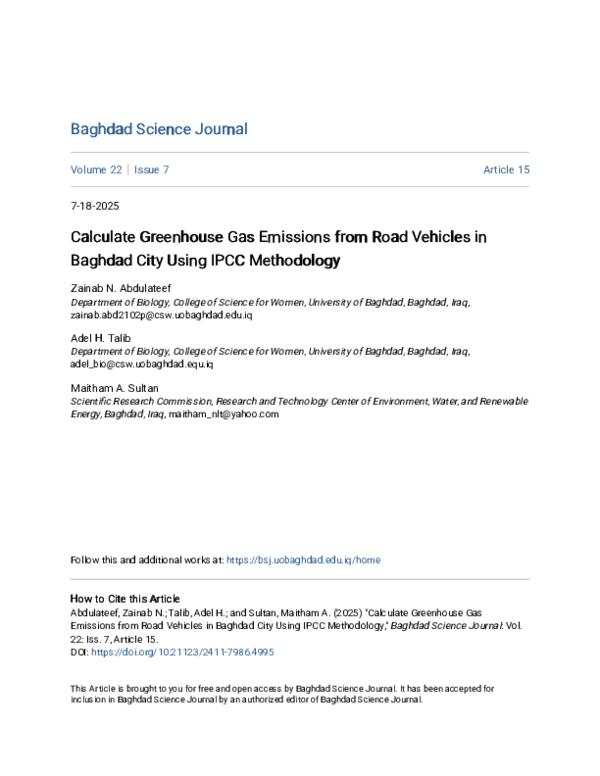 (PDF) Calculate Greenhouse Gas Emissions from Road Vehicles in ...