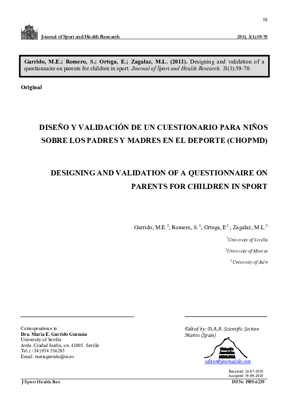 (PDF) Designing and validation of a questionnaire on parents for ...
