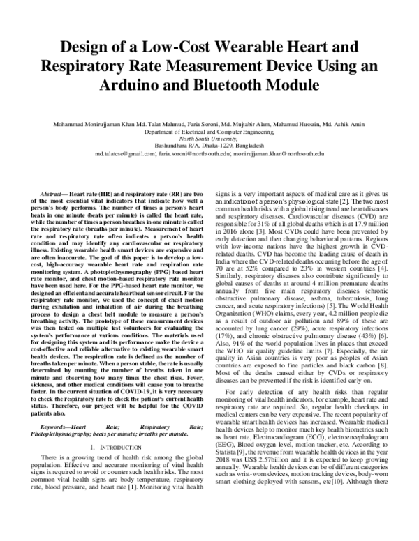 (PDF) Design of a Low-Cost Wearable Heart and Respiratory Rate ...