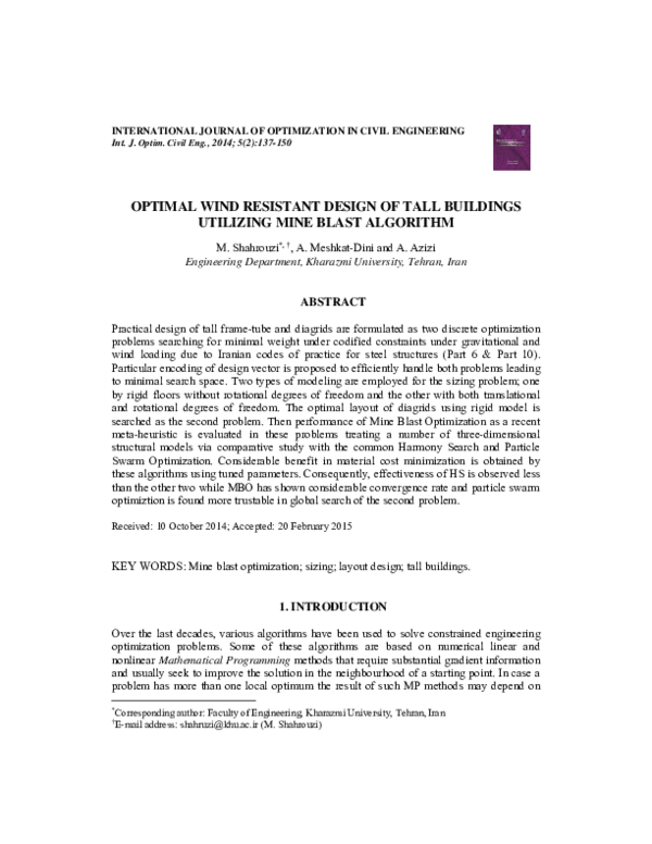 (PDF) Optimal Wind Resistant Design of Tall Buildings Utilizing Mine ...