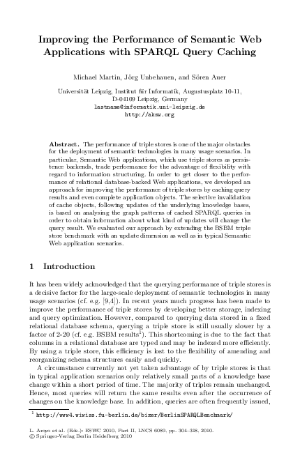 (PDF) Improving the Performance of Semantic Web Applications with ...