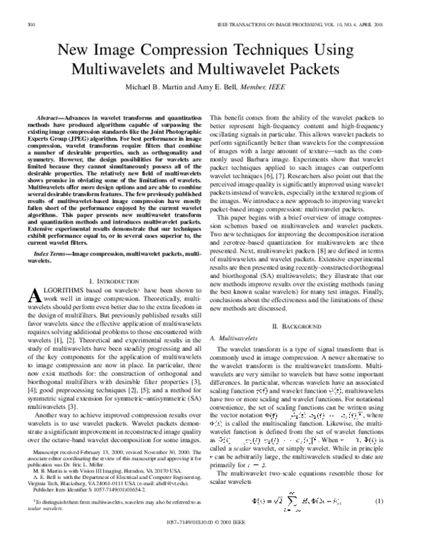(PDF) New image compression techniques using multiwavelets and ...