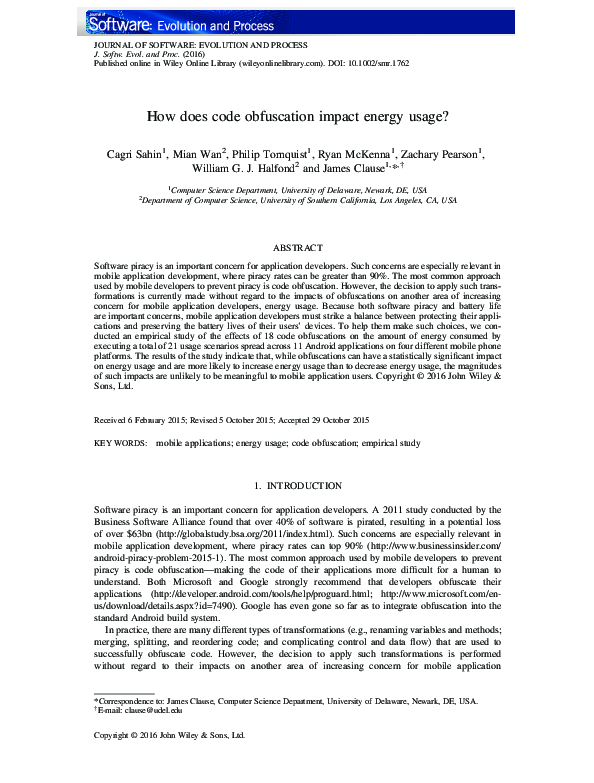 (PDF) How Does Code Obfuscation Impact Energy Usage?