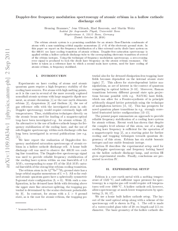 (PDF) Doppler-free frequency-modulation spectroscopy of atomic erbium ...