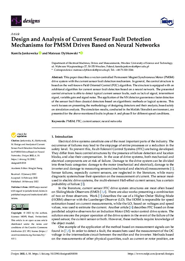 (PDF) Design and Analysis of Current Sensor Fault Detection Mechanisms ...
