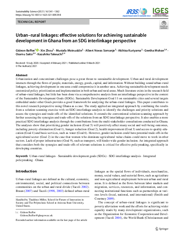 (PDF) Urban–rural linkages: effective solutions for achieving ...