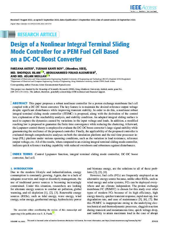 (PDF) Design of a Nonlinear Integral Terminal Sliding Mode Controller ...