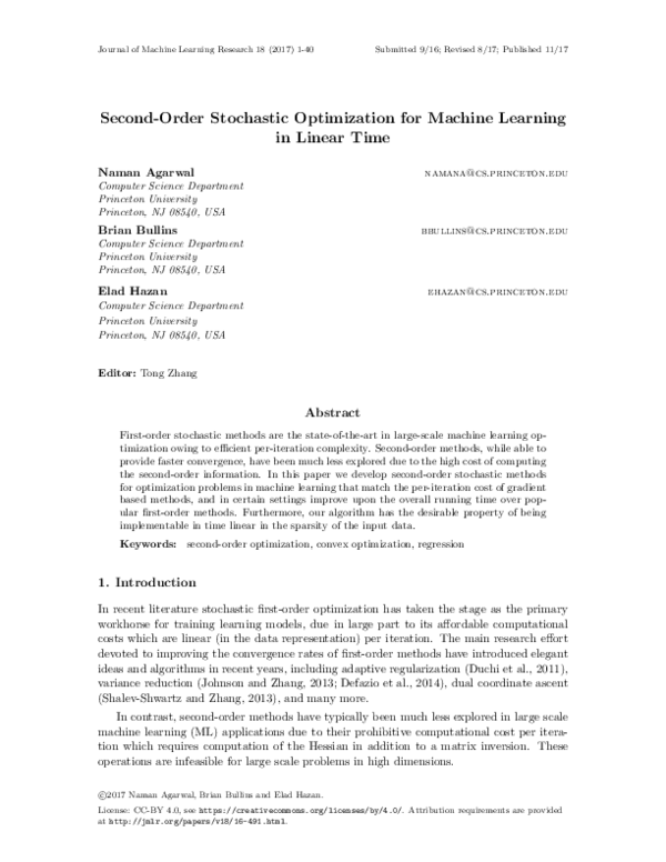(PDF) Second-Order Stochastic Optimization for Machine Learning in ...