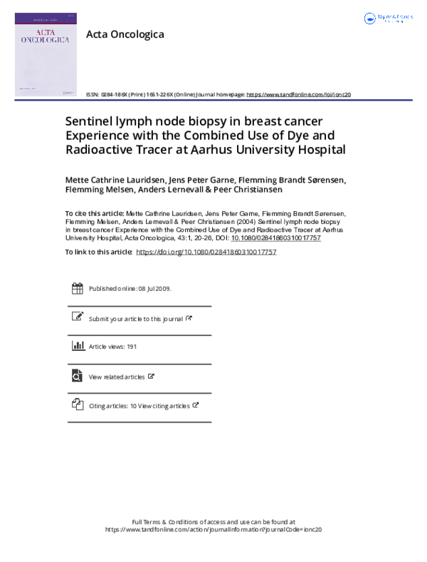 (PDF) Sentinel lymph node biopsy in breast cancer Experience with the ...
