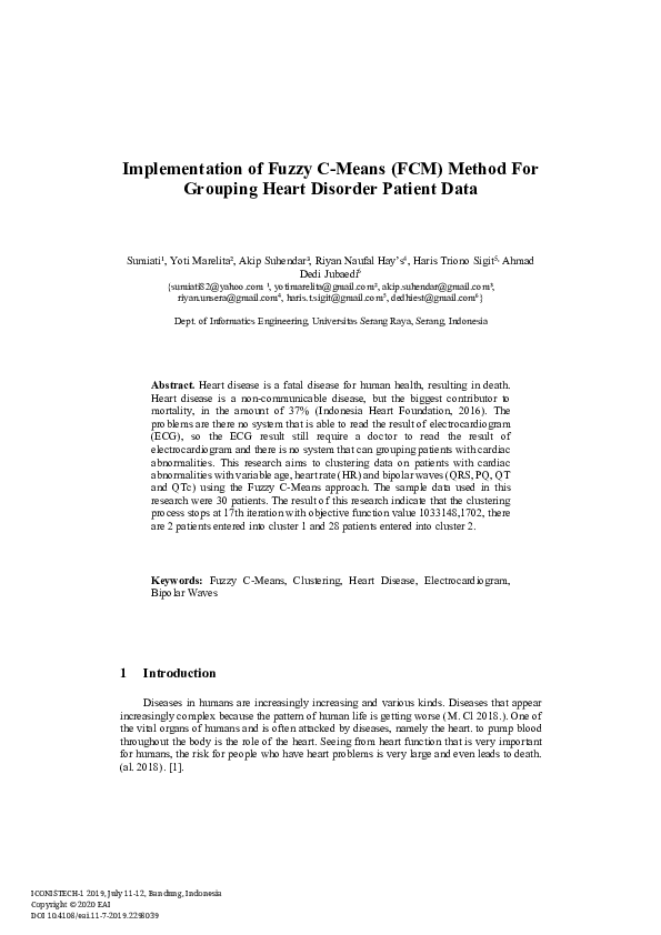 (PDF) Implementation of Fuzzy C-Means (FCM) Method For Grouping Heart ...