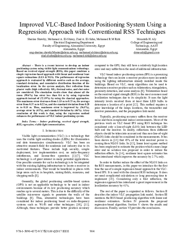 (PDF) Improved VLC-based indoor positioning system using a regression ...