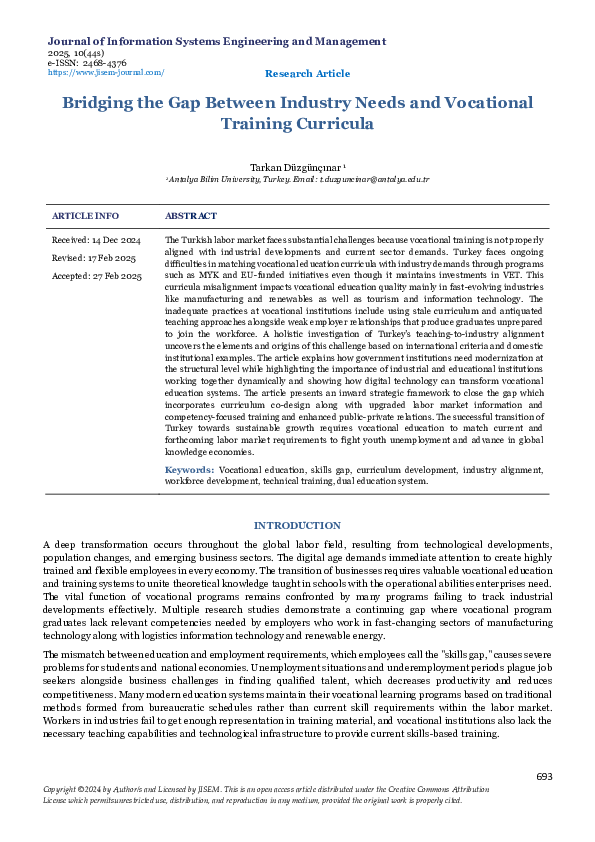 (PDF) Bridging the Gap Between Industry Needs and Vocational Training ...