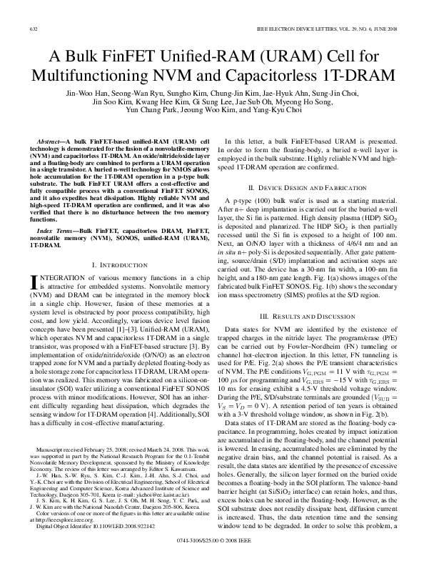 (PDF) A Bulk FinFET Unified-RAM (URAM) Cell for Multifunctioning NVM ...