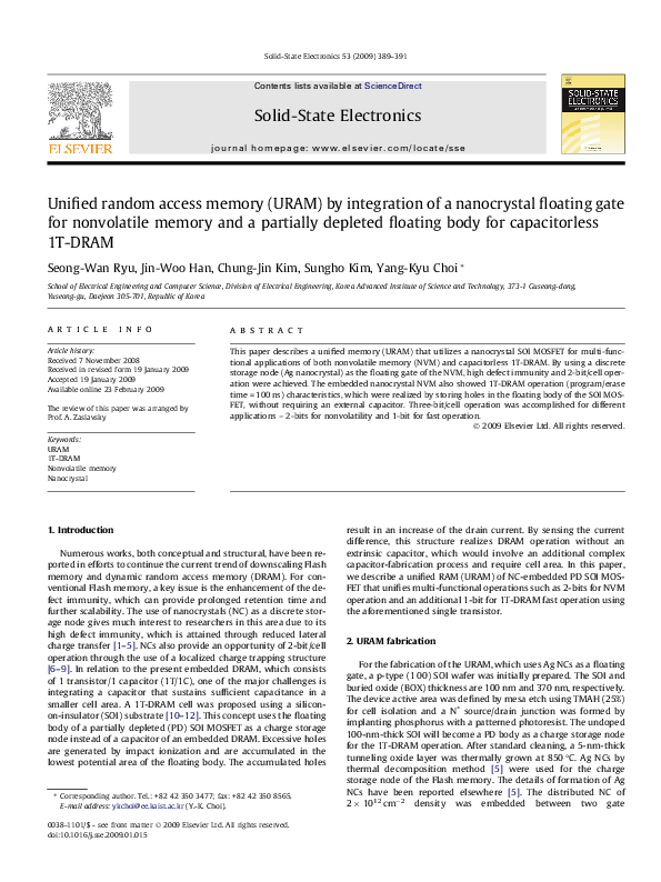 (PDF) Unified random access memory (URAM) by integration of a ...