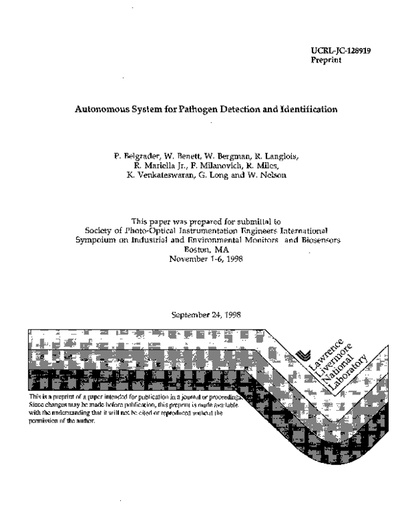 (PDF) Autonomous system for pathogen detection and identification